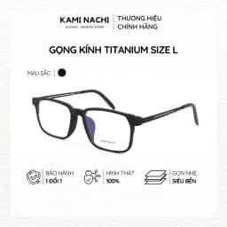 Thumbnail Gọng kính Titanium đen nhám dáng vuông thanh mảnh KAMI NACHI phong cách tối giản vuông Size L 1