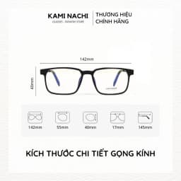 Thumbnail Gọng kính Titanium đen nhám dáng vuông thanh mảnh KAMI NACHI phong cách tối giản vuông Size L 2