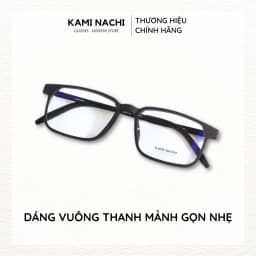 Thumbnail Gọng kính Titanium đen nhám dáng vuông thanh mảnh KAMI NACHI phong cách tối giản vuông Size L 3