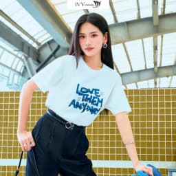 Thumbnail Graphic Tee - Áo thun cotton nữ in chữ , Áo basic trẻ trung dạo phố IVY moda MS 57M9124 2