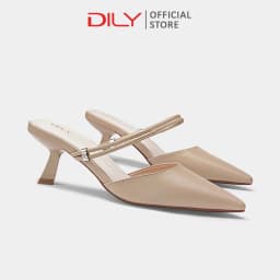 Thumbnail Guốc sục nữ DILY mũi nhọn quai 2 dây tiện lợi, dép guốc sục gót nhọn cao 6cm DL0556 1