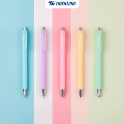 Thumbnail Hộp 5 Bút gel bi Pazto Thiên Long Smooth Ink Pen ngòi 0.5mm - Mực xanh viết trơn êm, thân bút 5 màu tone pastel GEL-B015 1
