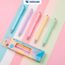 Thumbnail Hộp 5 Bút gel bi Pazto Thiên Long Smooth Ink Pen ngòi 0.5mm - Mực xanh viết trơn êm, thân bút 5 màu tone pastel GEL-B015 2