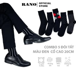 Thumbnail Hộp 5 đôi tất nam cổ cao Mix5 RANO cao cấp mang giầy tây thoáng khí chống hôi chân co giãn 4 chiều 1