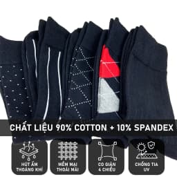 Thumbnail Hộp 5 đôi tất nam cổ cao Mix5 RANO cao cấp mang giầy tây thoáng khí chống hôi chân co giãn 4 chiều 2