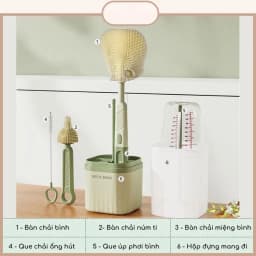 Thumbnail Hộp cọ rửa bình sữa KidAndMom bằng silicon gấp gọn tiện lợi khi mang theo 1 hộp với 6 chức năng dùng cho mọi loại bình 2