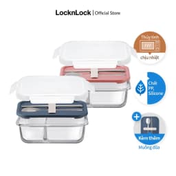 Thumbnail Hộp cơm thủy tinh chịu nhiệt chia ngăn kèm muỗng đũa Lock&Lock 930ml LLG991CL (2 màu) 1