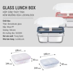 Thumbnail Hộp cơm thủy tinh chịu nhiệt chia ngăn kèm muỗng đũa Lock&Lock 930ml LLG991CL (2 màu) 2