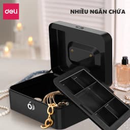 Thumbnail Hộp Đựng Tiền Kim Loại Deli Hộp Đựng Trang Sức Nhiều Ngăn Bảo Vệ Tài Sản, Thiết Bị Nhà Cửa Văn Phòng 2