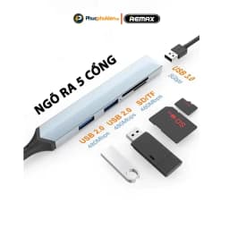 Thumbnail Hub chuyển đổi tốc độ cao Remax RU-U7 5 in1 USB A - Type C ra USB 3.0, 2.0, thẻ nhớ - Phúc Phụ Kiện 1