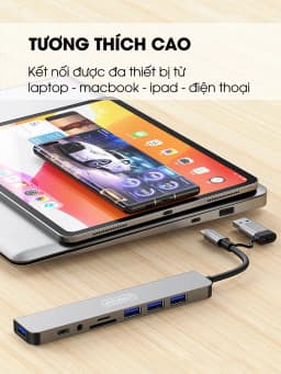 Thumbnail Hub type C USB 3.0 mở rộng 8 port SIDOTECH UT8D cáp cổng chuyển đổi 2 đầu in 1 có 3.5 thẻ SD/TF máy tính laptop máy in 2