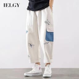 Thumbnail IELGY graffiti in chữ ống thẳng quần rộng thứ chín dành cho nam 3