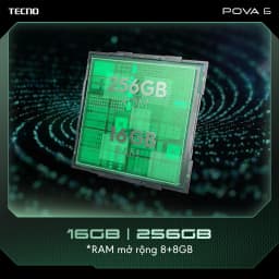 Thumbnail Điện thoại gaming Tecno Pova 6 (8+8)GB/256GB I 6000mAh + 70W I AMOLED 120Hz I 108MP 3