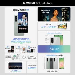 Thumbnail Điện thoại Samsung Galaxy A56 5G (8/128GB), Màn Hình FHD 6.7”, Mặt lưng kính, AI-Best Face 2