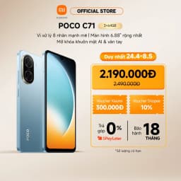 Thumbnail Điện Thoại Thông Minh POCO C71 (3+64GB) | Màn rộng 6,88" | Vi xử lý 8 nhân | Camera kép 32MP AI | Mở khóa mặt, vân tay 2