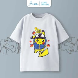 Thumbnail ILOVE Áo thun cộc tay Pokémon PIKACHU, áo phông tay ngắn chất COTTON mềm mịn, thoáng mát dành cho bé trai 8.5-32kg 4