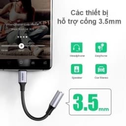 Thumbnail Jack chuyển đổi TypeC sang 3.5mm UGREEN AV161 | Chip DAC | Vỏ nhôm có dây bện | Bảo Hành 18 Tháng 1 Đổi 1 1