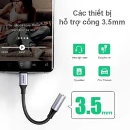 Thumbnail Jack chuyển đổi TypeC sang 3.5mm UGREEN AV161 | Chip DAC | Vỏ nhôm có dây bện | Bảo Hành 18 Tháng 1 Đổi 1. 1