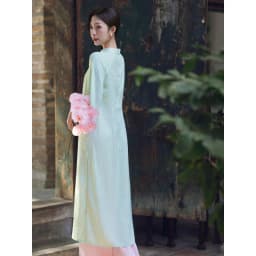 Thumbnail JOVEN Áo Dài Nữ Minh Khuê Cổ Trụ Họa Tiết Hoa Chìm Trên Bề Mặt Thanh Lịch (KHÔNG KÈM QUẦN) 1