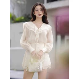 Thumbnail JOVEN Áo Sơ Mi Sera Cổ Bèo 2 Lớp Tay Dài Bồng Nhẹ 4