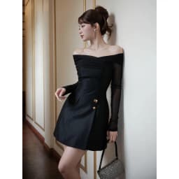 Thumbnail JOVEN Đầm Nữ Bella Form Ôm Xòe A Phối Lưới 1