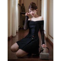 Thumbnail JOVEN Đầm Nữ Bella Form Ôm Xòe A Phối Lưới 3