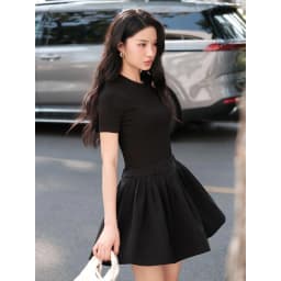 Thumbnail JOVEN Đầm Nữ Celeste Ngắn Phối 2 Chất Liệu Cổ Tròn Tay Ngắn 4
