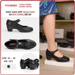 Thumbnail Kaleea - Giày Cao Gót Nữ Đi Siêu Êm Đế Vuông Quai Dán Đế Cao 5p - K02 1