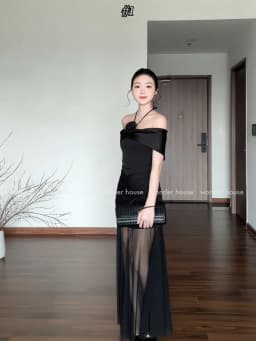 Thumbnail Kamila Dress Wonderhouse Đầm thiết kế trễ vai dáng dài tùng lưới chất vải dày dặn dự tiệc , dạo phố sang trọng nữ tính 2