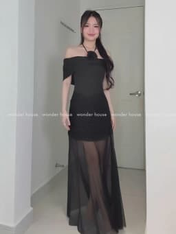 Thumbnail Kamila Dress Wonderhouse Đầm thiết kế trễ vai dáng dài tùng lưới chất vải dày dặn dự tiệc , dạo phố sang trọng nữ tính 4