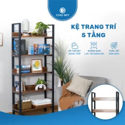 Thumbnail Kệ để đồ đa năng CHU MY gỗ tràm 5 tầng, khung thép sơn tĩnh điện, mặt gỗ 17mm, 25.5KG 1
