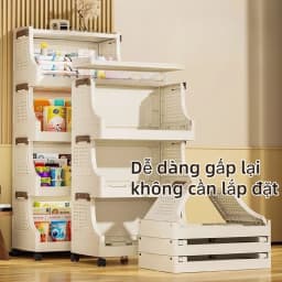 Thumbnail Kệ Đựng Đồ Đa Năng 5 Tầng Chịu Lực - Thiết Kế Gấp Gọn 360° & Bánh Xe Di Chuyển  Giải Pháp Lưu Trữ Thông Minh Cho 4