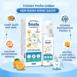 Thumbnail Kem Đánh Răng Sachi Postbiotics Dạng Bọt Giúp Làm Sạch, Ngừa Sâu Răng 80ml An Toàn Cho Bé 1