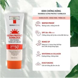 Thumbnail Kem Chống Nắng Kháng Nước, Nâng Tone, Trắng Da Maxbeau Ultra Protect Sunblock TAC 70ml 3