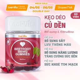 Thumbnail Kẹo Dẻo Củ Dền Thuần Chay Hỗ Trợ Bổ Sung Sắt, Lưu Thông Máu & Hỗ Trợ Bổ Sung Năng Lượng LCitrulline Vị Đào Coolvita 1