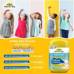 Thumbnail Kẹo Dẻo Vi Chất Cho Bé Nature’s Way Kids Smart Vita Gummies Calcium + Vitamin D, Kẹo Cao Hỗ Trợ Phát Triển Chiều Cao 60v 1