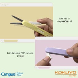 Thumbnail Kéo Mini Đa Năng Gấp Gọn Thép Không Gỉ Series Kusumi Bổ Sung Đầu Rọc Carton Chính Hãng Campus 3