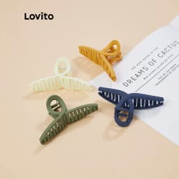 Thumbnail Kẹp tóc Lovito kiểu cơ bản phong cách thường ngày L004003 (Màu Xanh dương đậm/xanh lá cây/Vàng/Trắng) 3