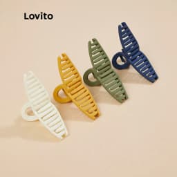 Thumbnail Kẹp tóc Lovito kiểu cơ bản phong cách thường ngày L004003 (Màu Xanh dương đậm/xanh lá cây/Vàng/Trắng) 4