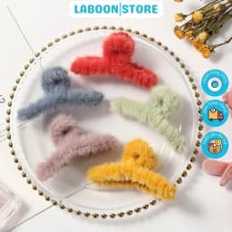 Thumbnail Kẹp tóc nữ càng cua Laboon phối lông nhung thời trang phụ kiện tóc phong cách Hàn Quốc 1