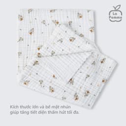 Thumbnail Khăn đa năng Xô Muslin 6 Lớp La Pomme họa tiết (100x100cm) - Trắng (Little House) 1