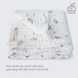 Thumbnail Khăn đa năng Xô Muslin 6 Lớp La Pomme họa tiết (100x100cm) - Trắng (Little House) 2