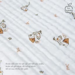 Thumbnail Khăn đa năng Xô Muslin 6 Lớp La Pomme họa tiết (100x100cm) - Trắng (Little House) 3