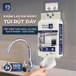 Thumbnail -Khăn khô lau bếp F5 Clean 300 tờ lau sạch mọi vết bẩn, không để lại sơ vải, tiện dụng, an toàn cho da tay 2