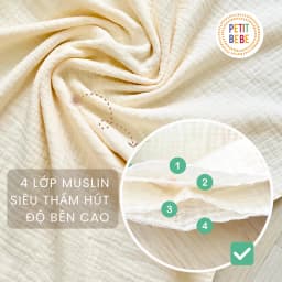 Thumbnail Khăn sữa cho bé màu kem trơn Petit Bebe muslin thấm hút mềm mại cho làn da bé 1