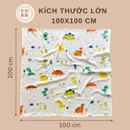 Thumbnail Khăn tắm cho bé Petit Bebe 100x100cm muslin 2 lớp thấm hút thoáng khí 1