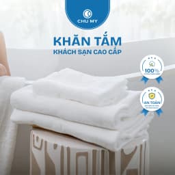 Thumbnail Khăn tắm khách sạn CHU MY 100% cotton 70x140cm 500g trắng mềm thấm hút 1