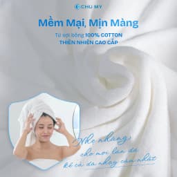Thumbnail Khăn tắm khách sạn CHU MY 100% cotton 70x140cm 500g trắng mềm thấm hút 3