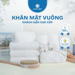 Thumbnail Khăn trắng vuông CHU MY 100% cotton, tiêu chuẩn khách sạn 5 sao, đa dạng kích thước 1