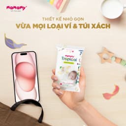 Thumbnail -Khăn ướt cao cấp cho bé Mamamy Tropical 10 gói mini 10 tờ 100% sợi tự nhiên và rayon ngừa hăm, mềm dai sạch cực 4